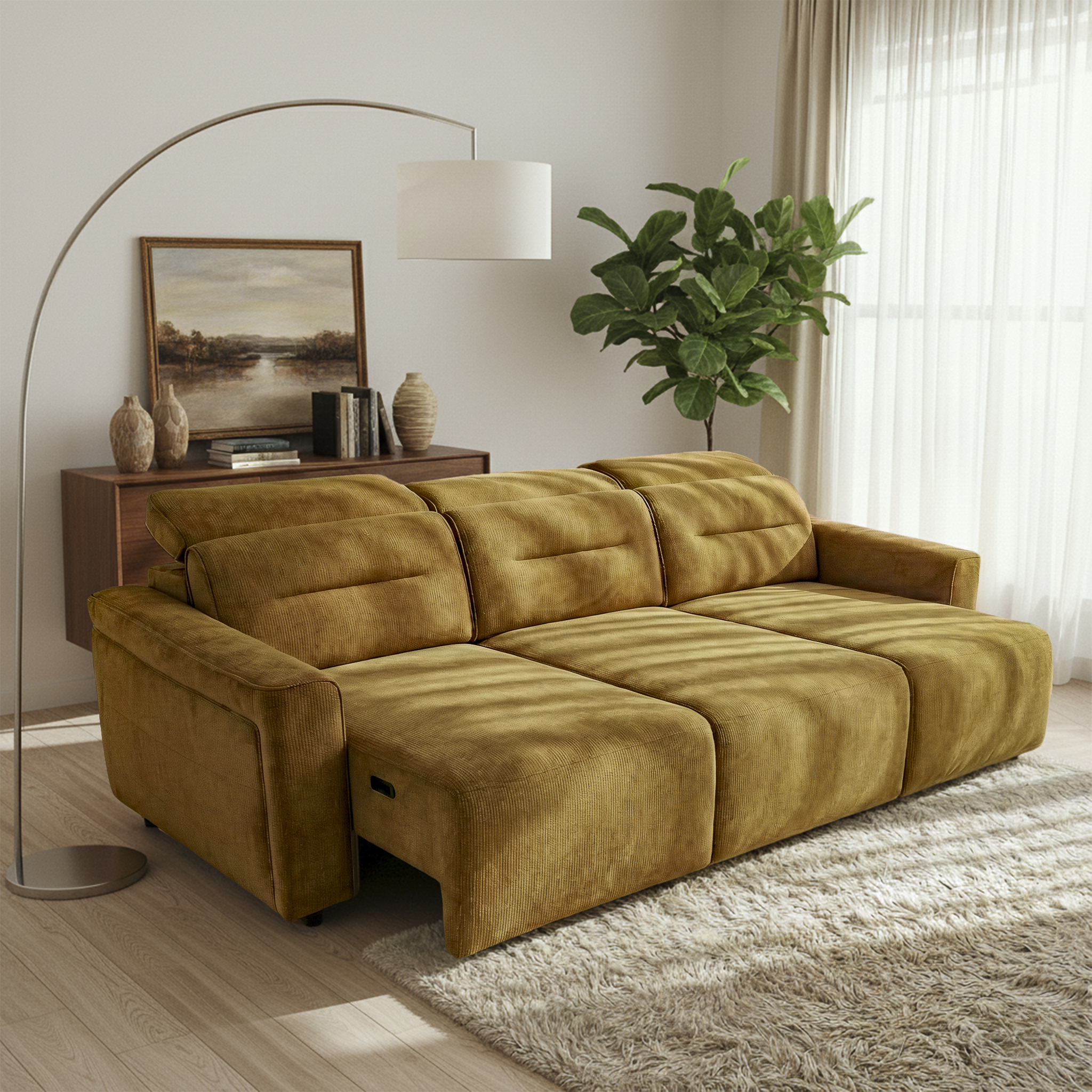 Evanston Fabric Power Slider Sofa