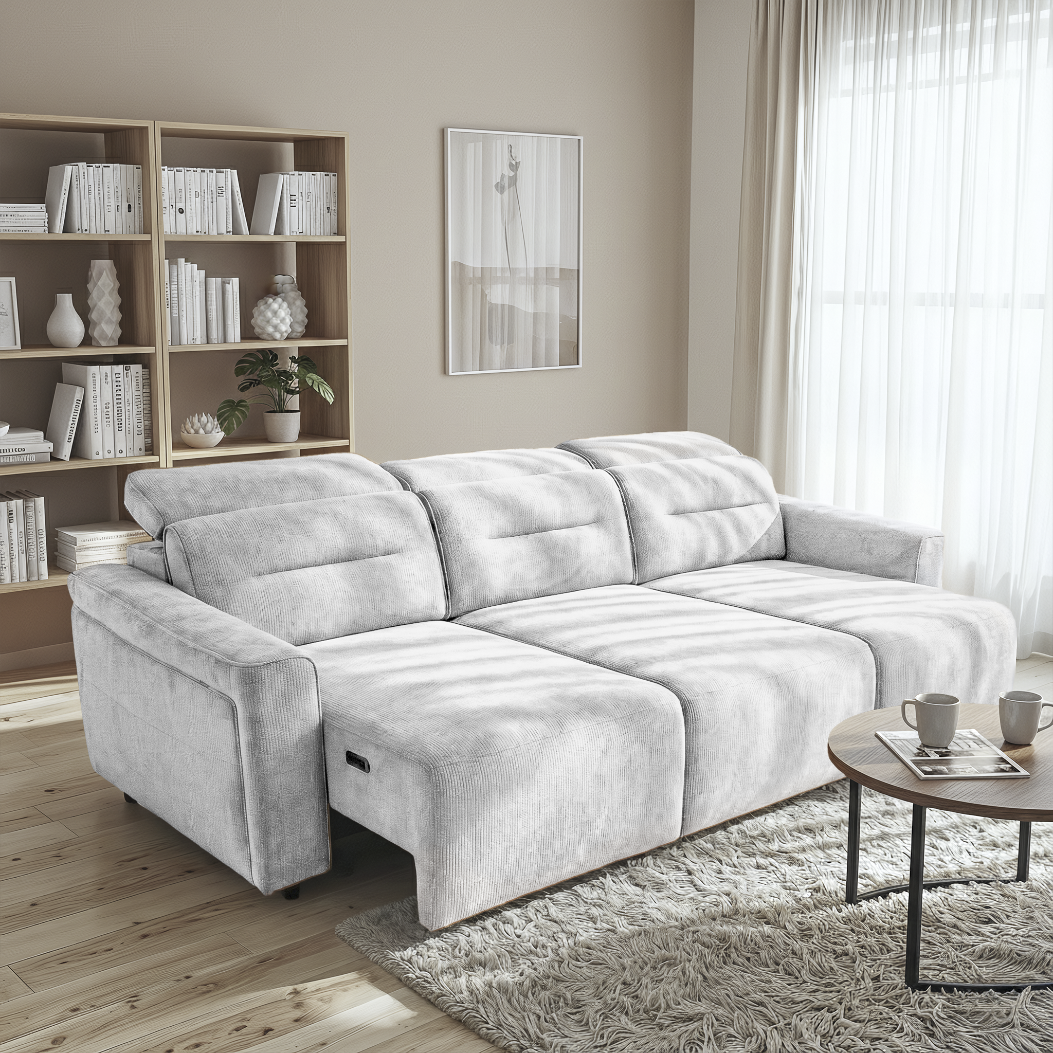 Evanston Fabric Power Slider Sofa