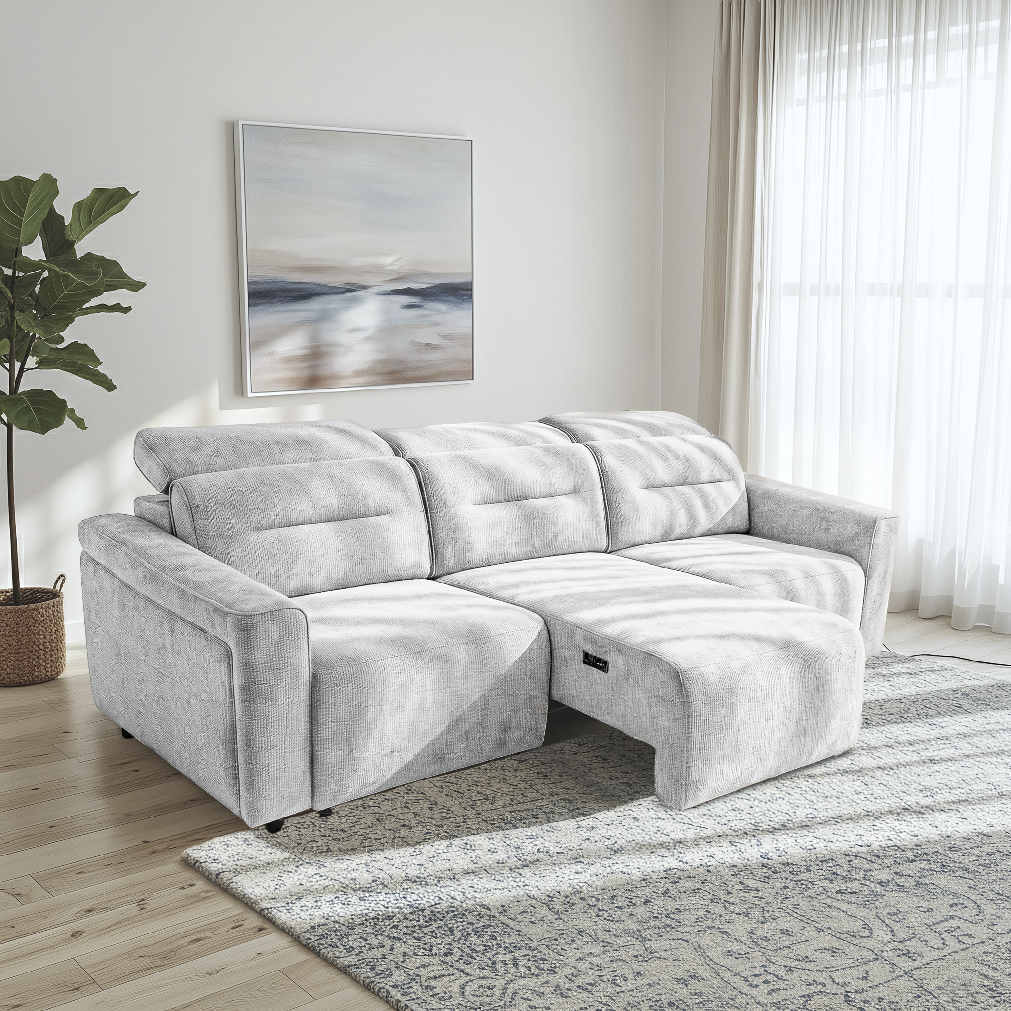 Evanston Fabric Power Slider Sofa