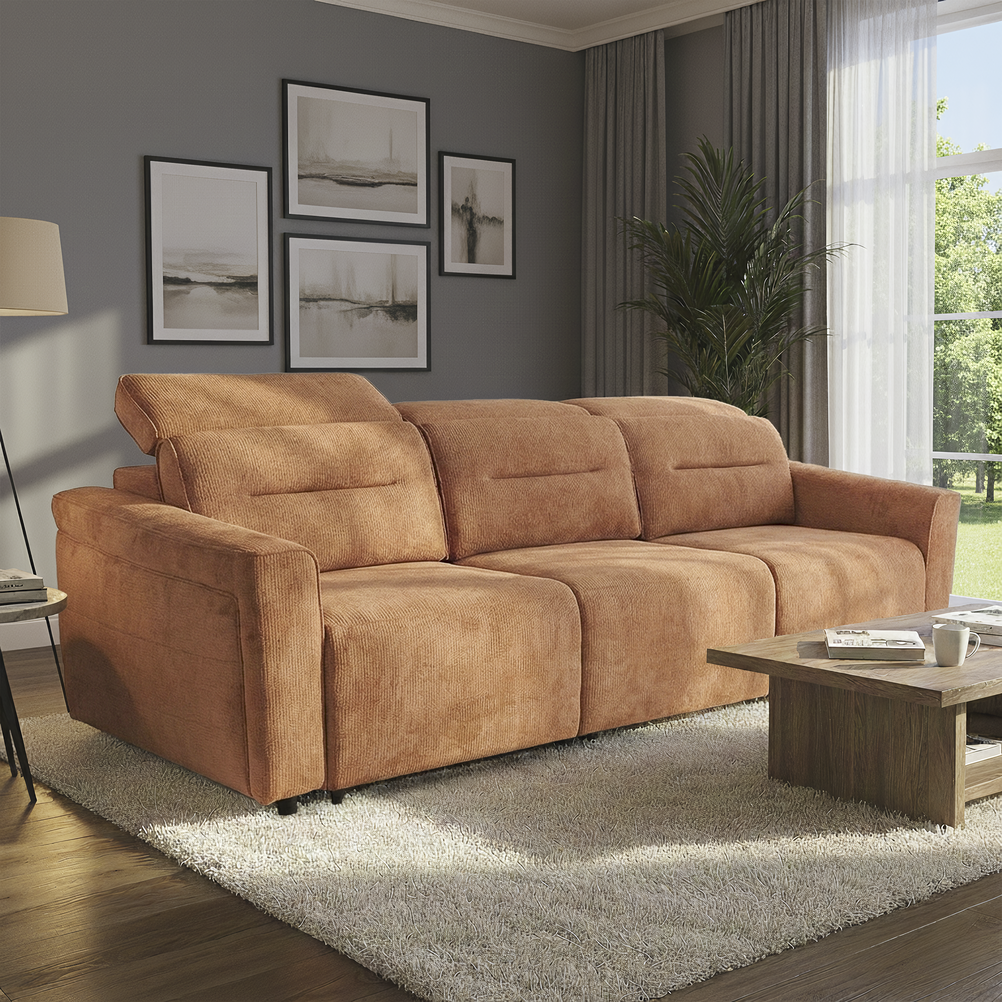 Evanston Fabric Power Slider Sofa