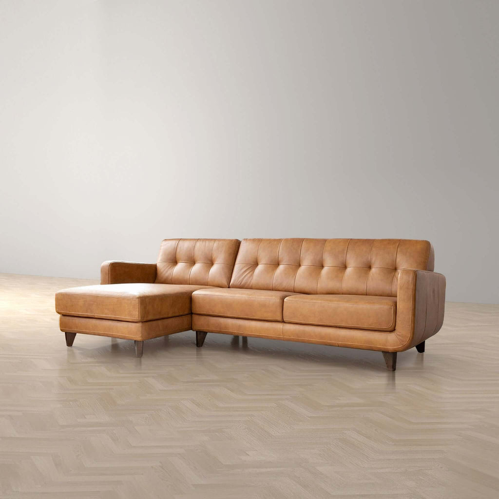 Baxter Tan Leather Sectional Sofa