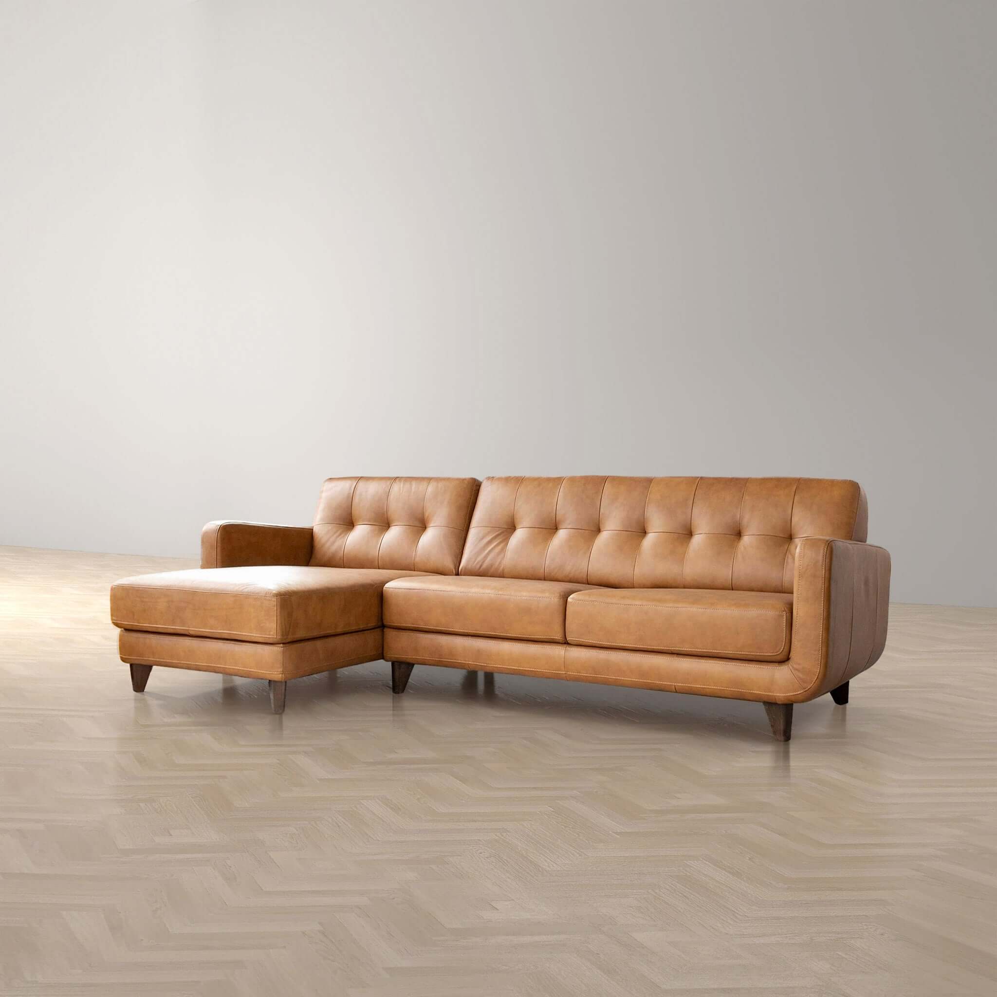 Baxter Tan Leather Sectional Sofa