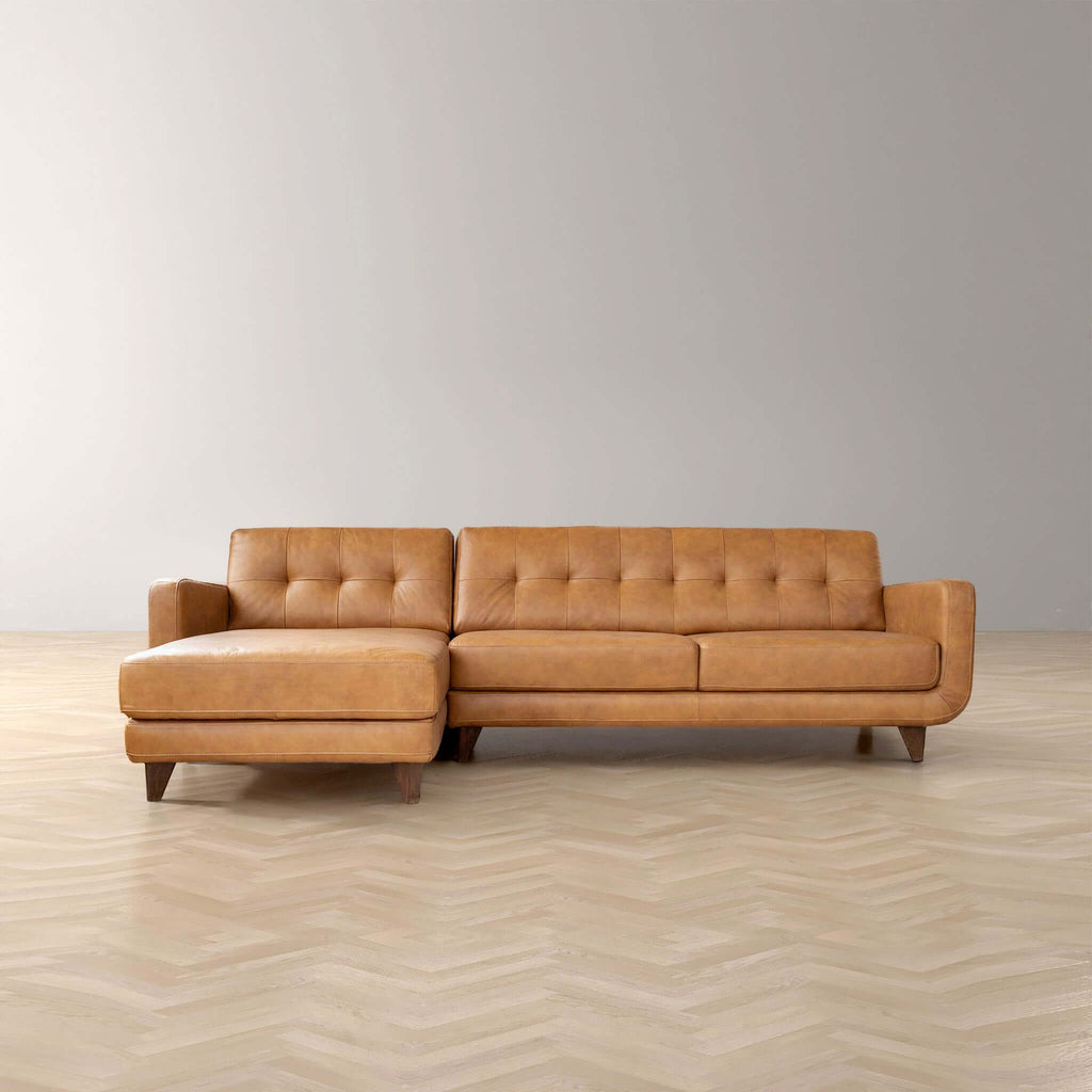 Baxter Tan Leather Sectional Sofa