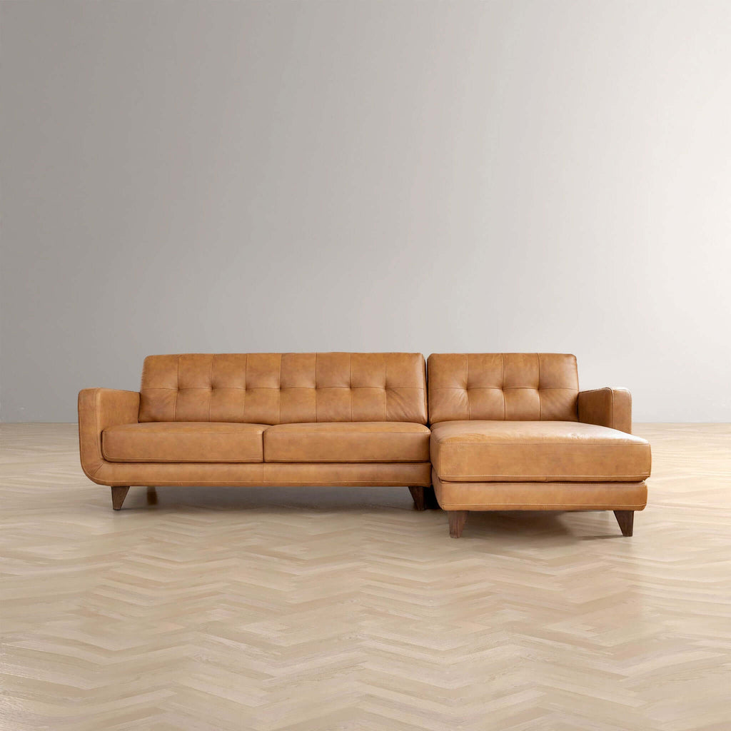Baxter Tan Leather Sectional Sofa