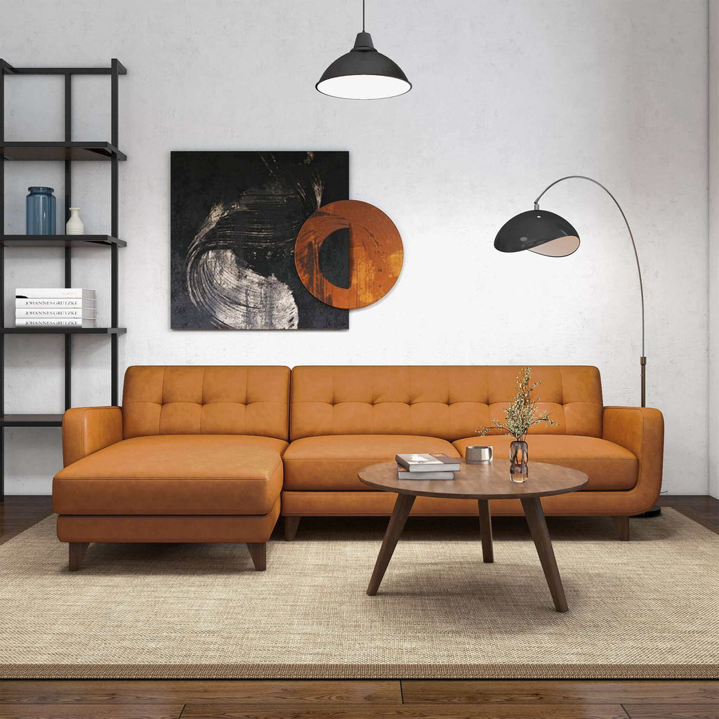 Baxter Tan Leather Sectional Sofa