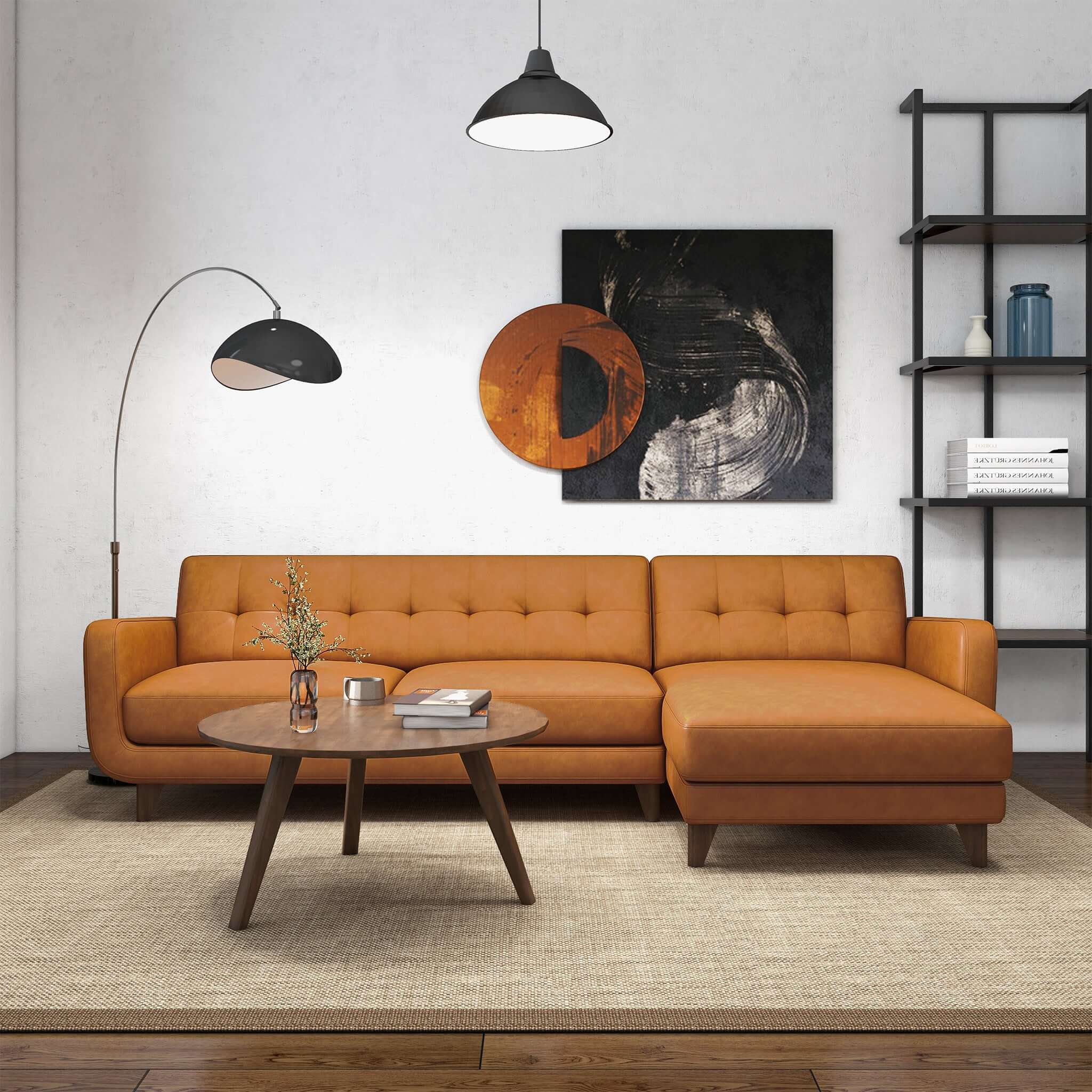 Baxter Tan Leather Sectional Sofa