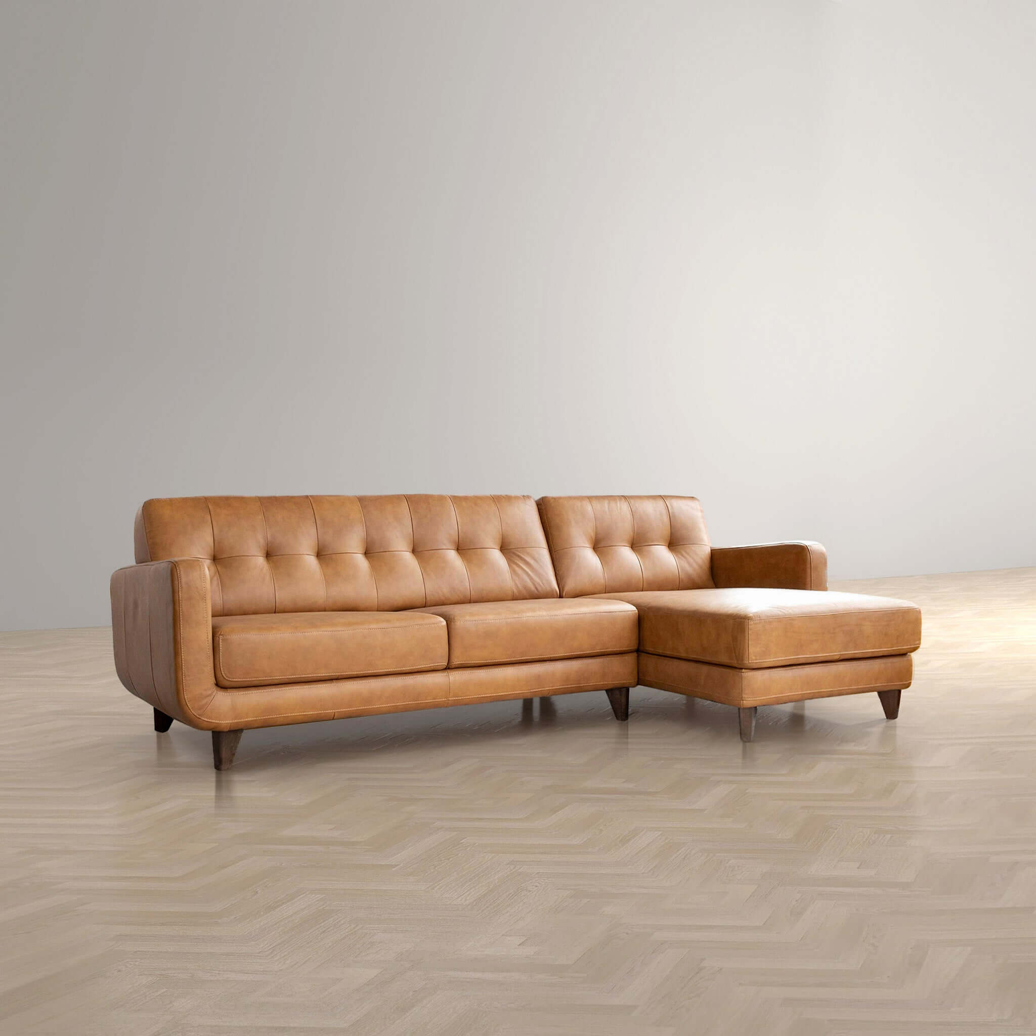Baxter Tan Leather Sectional Sofa