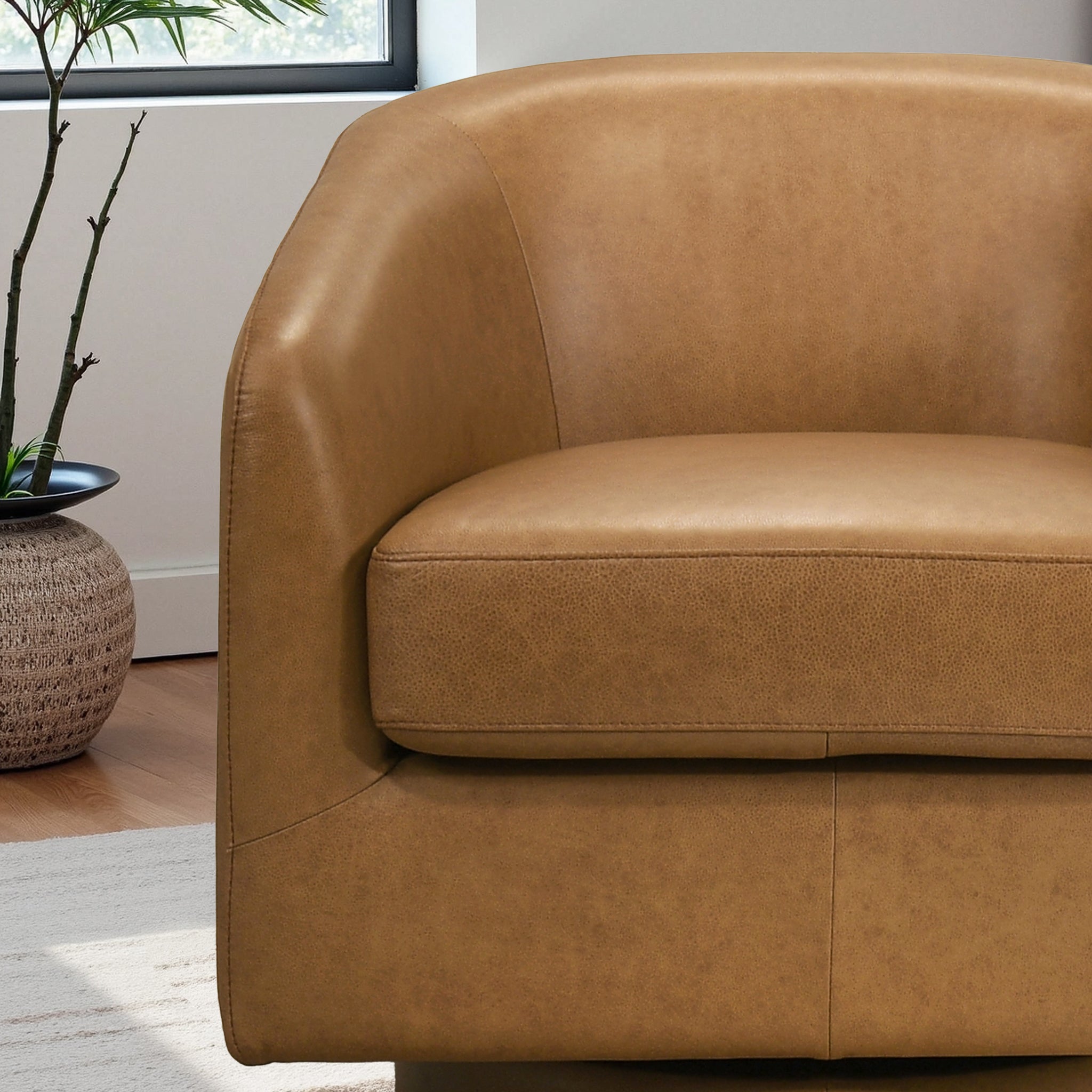 Clayton Tan Leather Swivel Chair