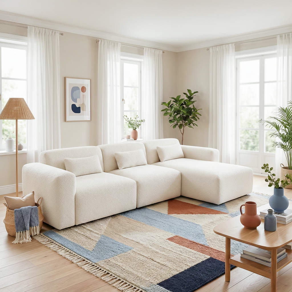 Havre 3-Piece Boucle Right-Facing Sectional Sofa