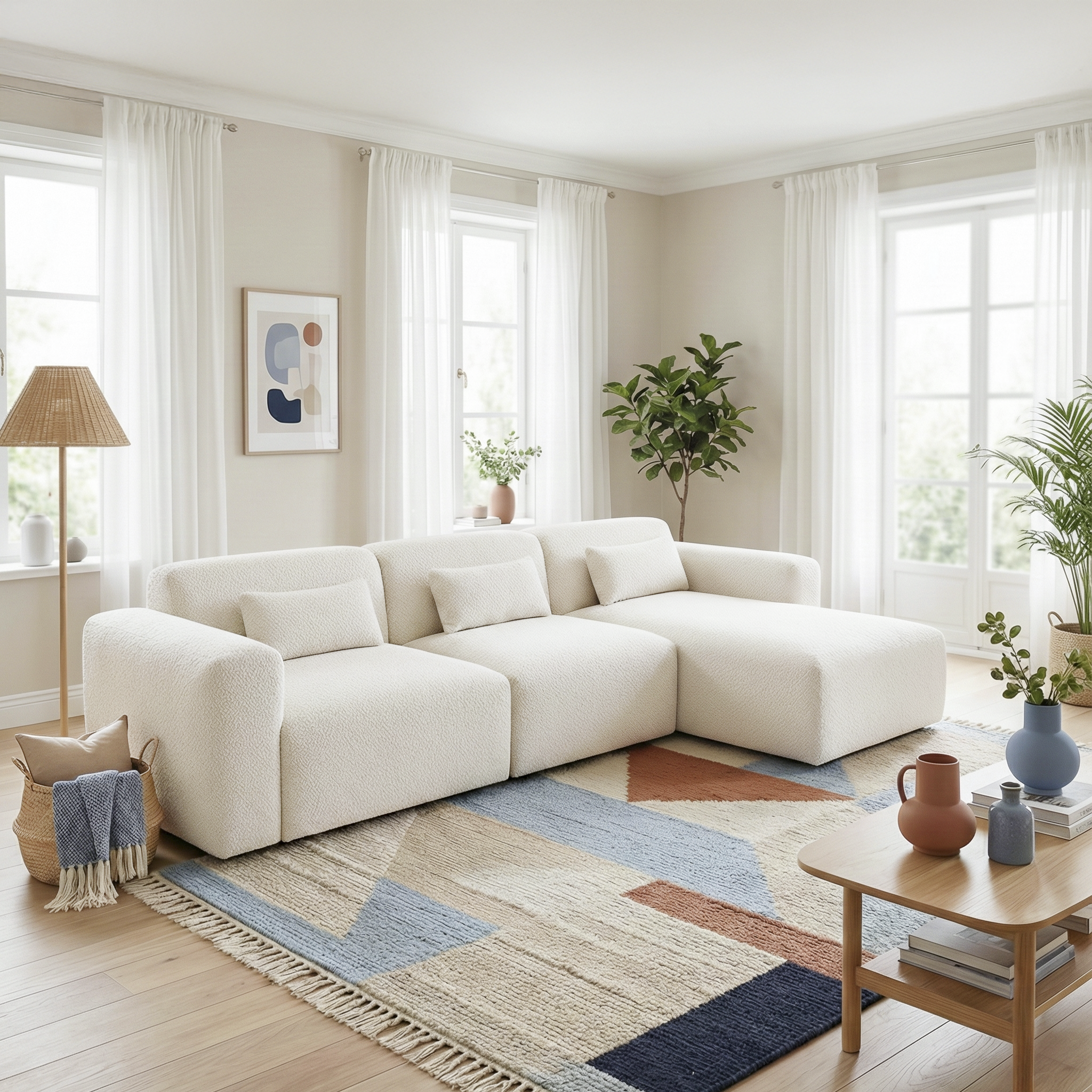 Havre 3-Piece Boucle Right-Facing Sectional Sofa
