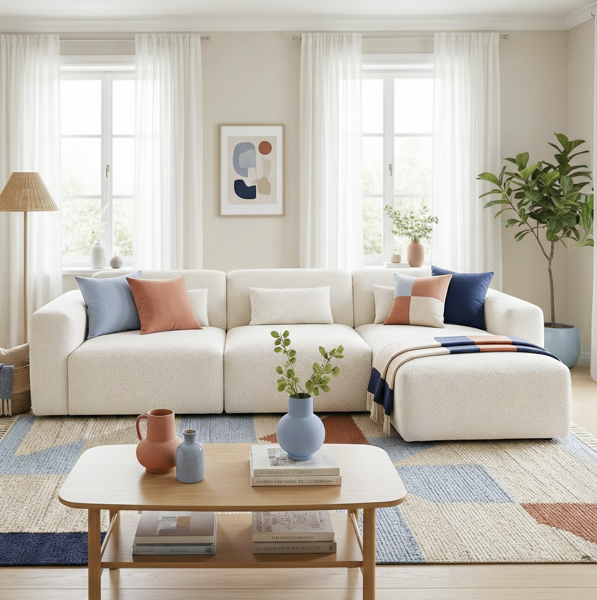 Havre 3-Piece Boucle Right-Facing Sectional Sofa