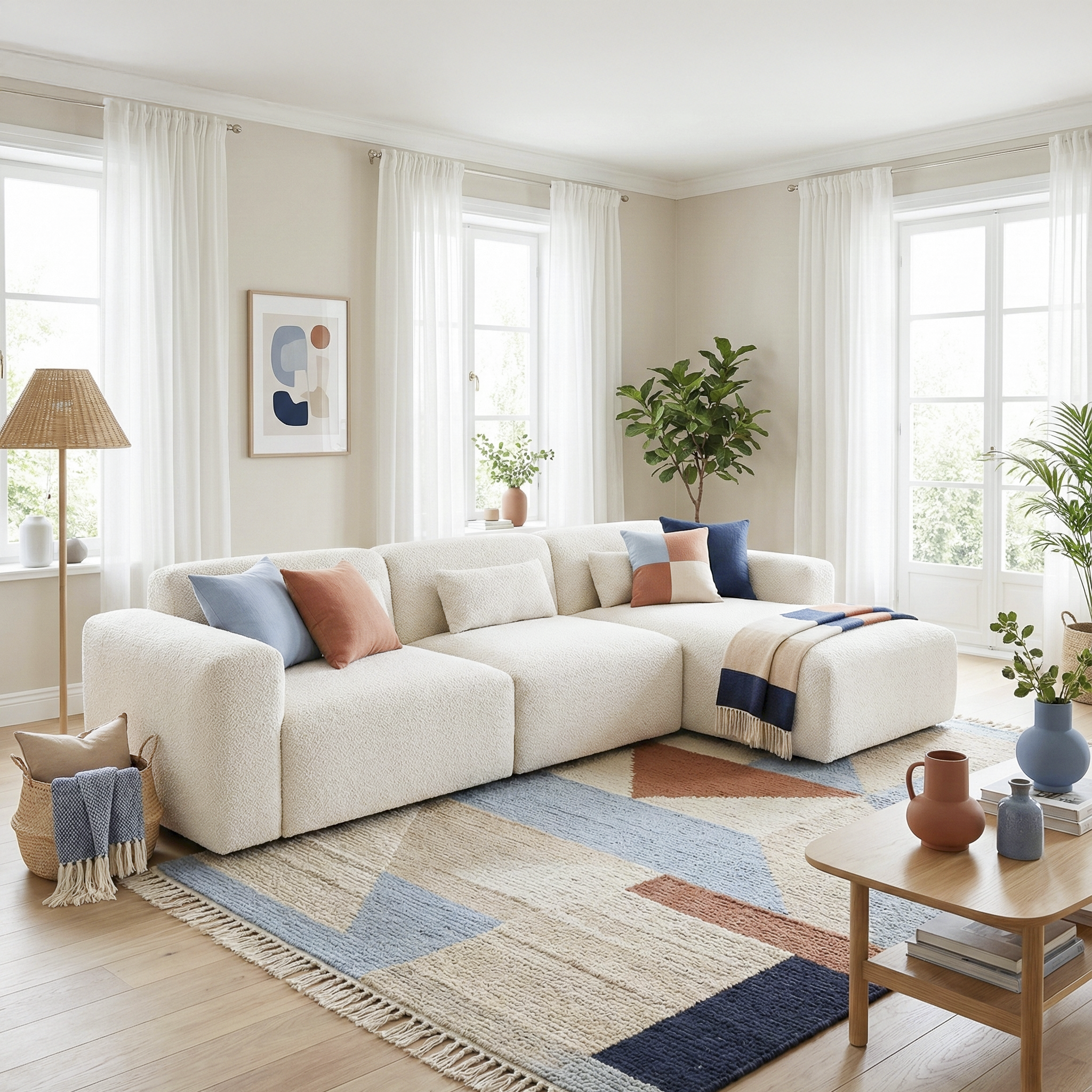 Havre 3-Piece Boucle Right-Facing Sectional Sofa