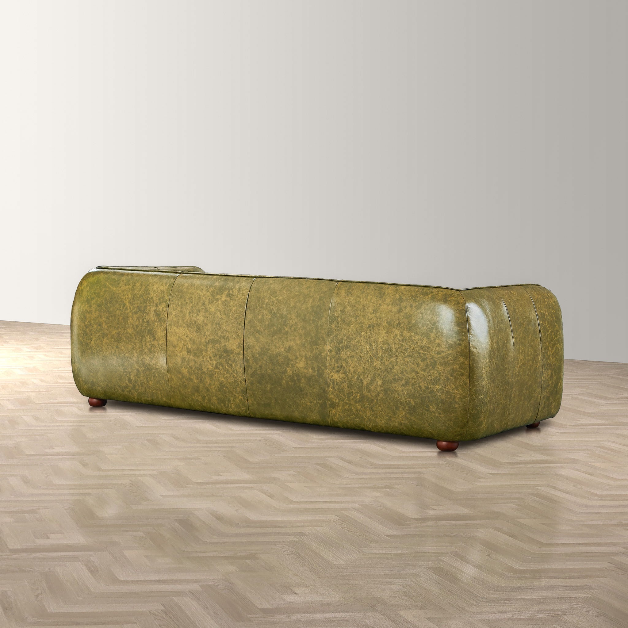 Millsery Mid-Century Real Leather Sofa