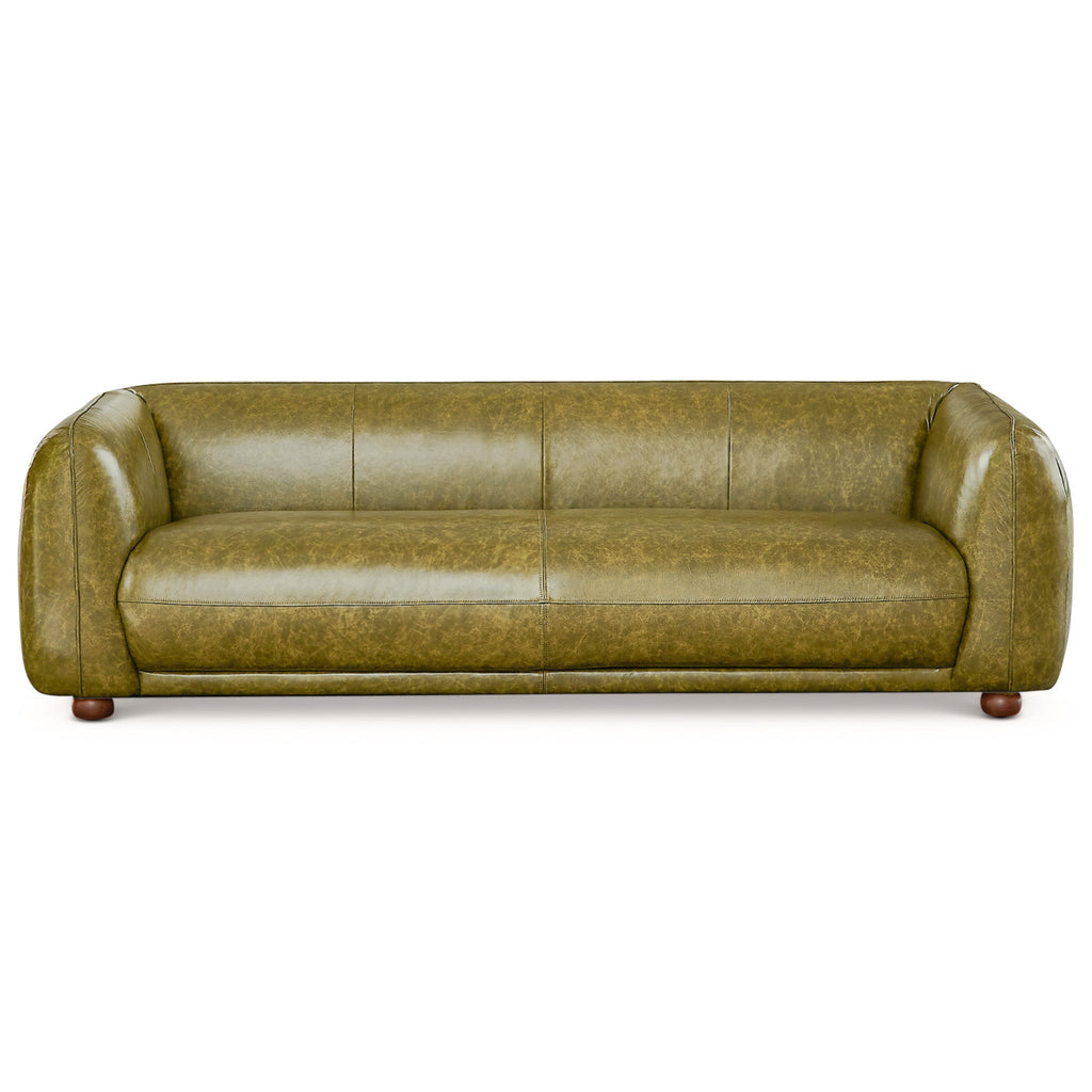 Millsery Mid-Century Real Leather Sofa