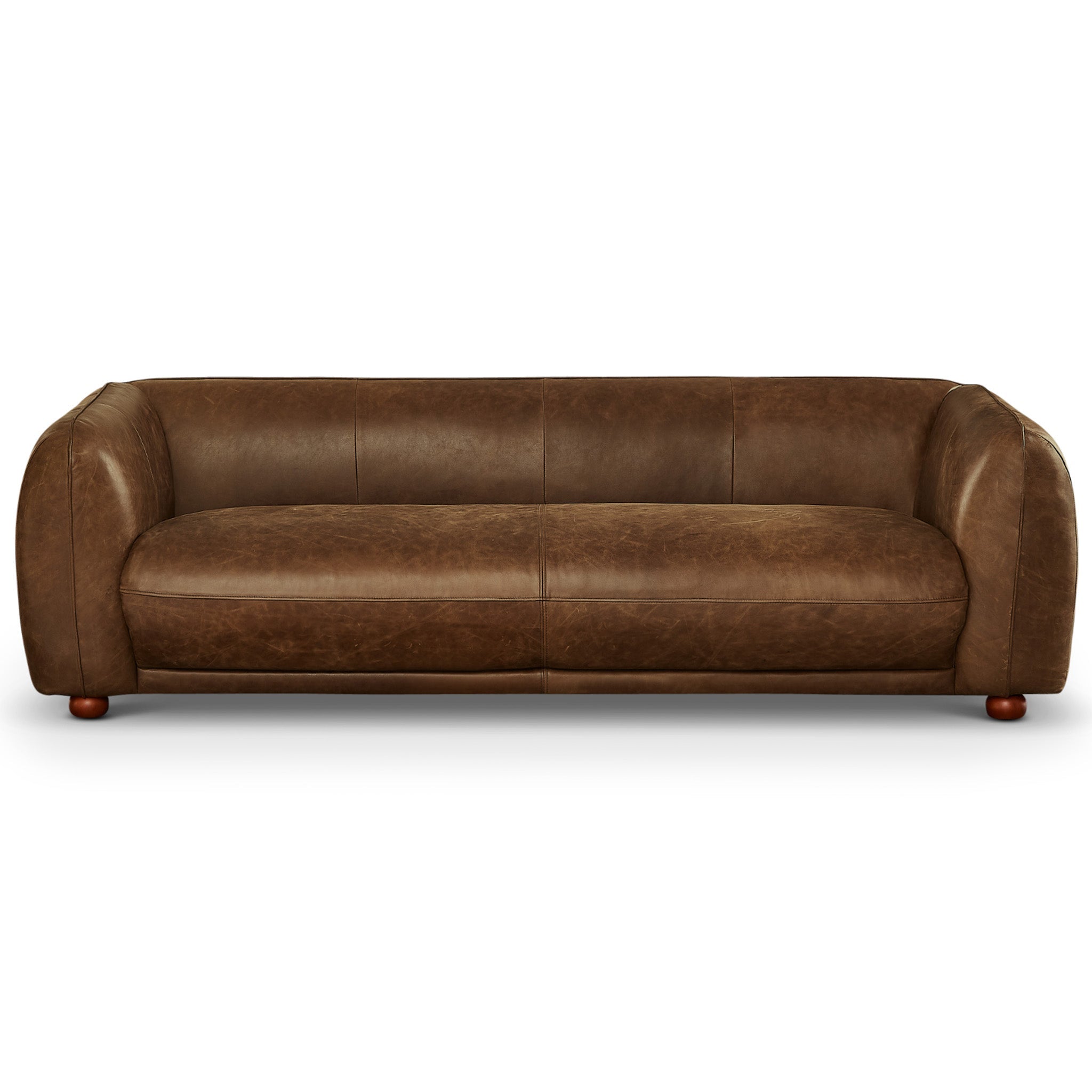 Millsery Mid-Century Real Leather Sofa