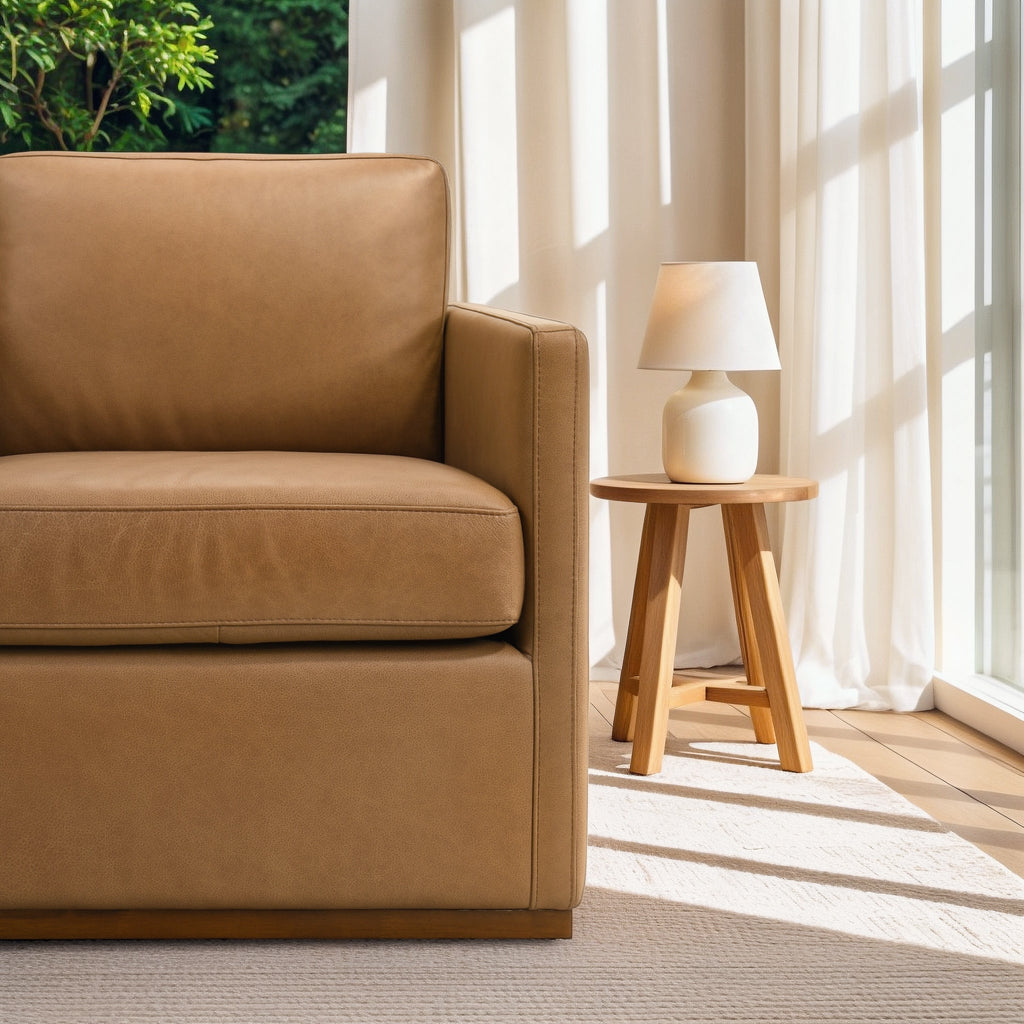 Corin Tan Leather Swivel Chair
