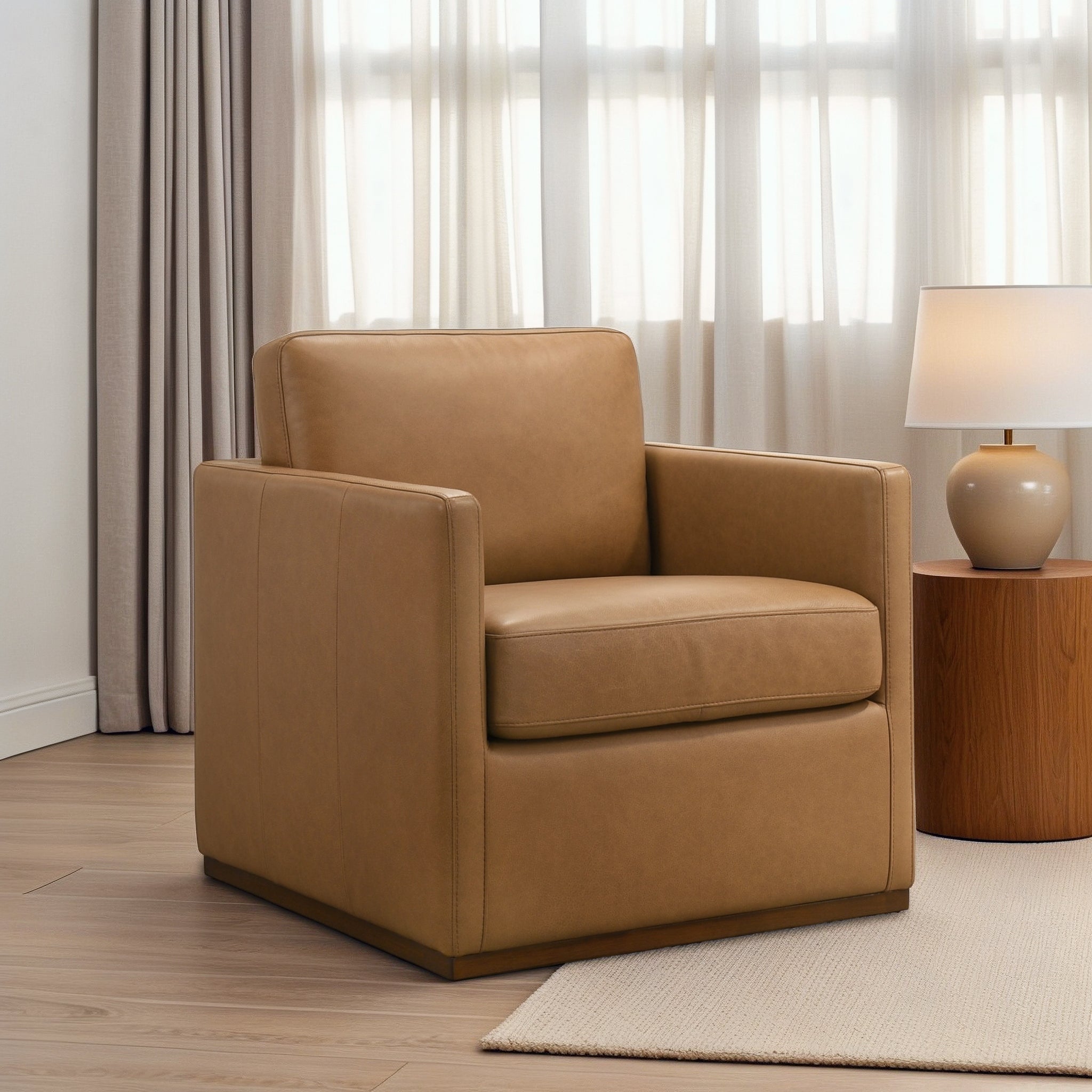 Corin Tan Leather Swivel Chair