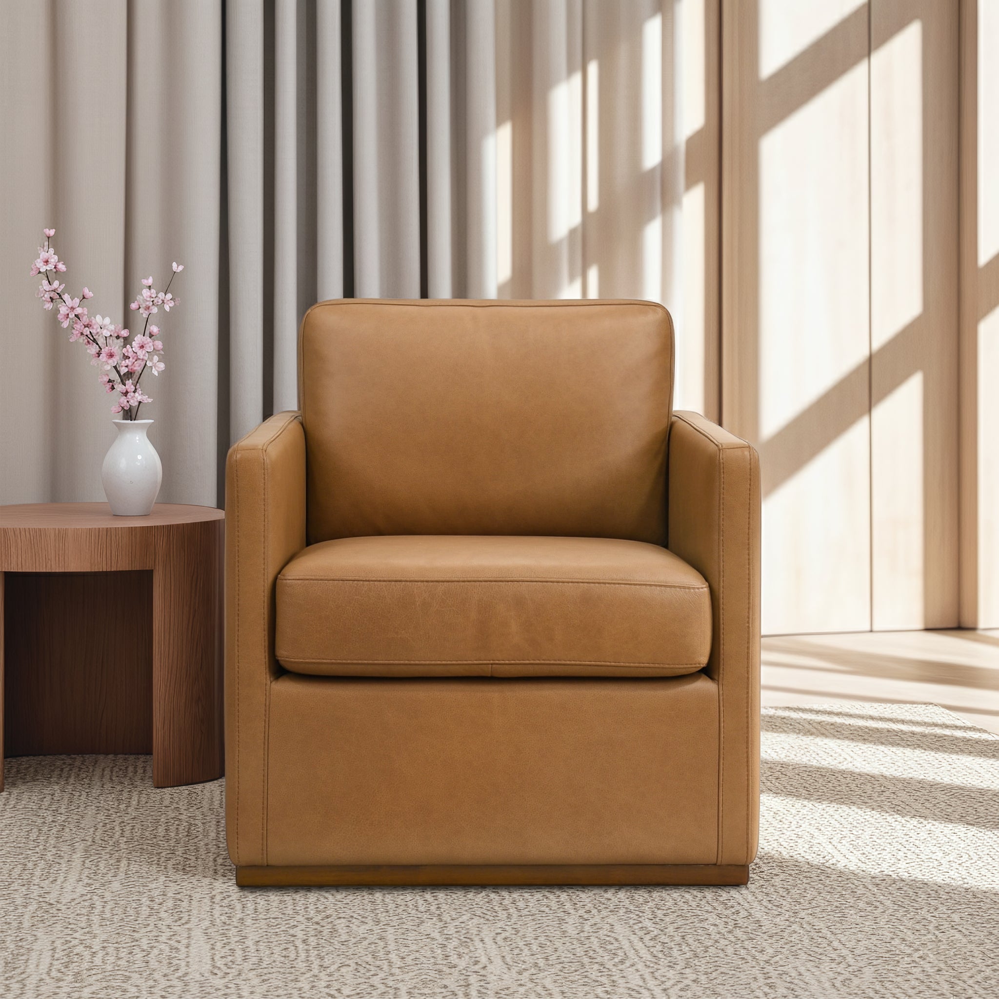 Corin Tan Leather Swivel Chair